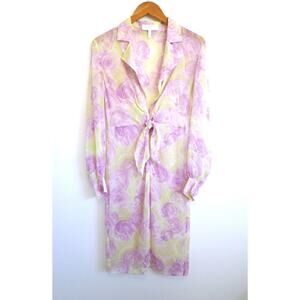 ESCADA Silk Chiffon Rose Tie Front Shirt Dress Duster Neiman Marcus 36 6 S $1200